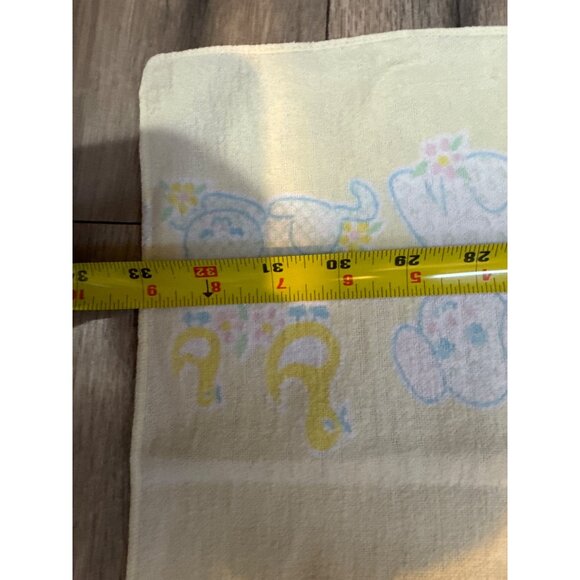 Vintage Baby Yellow Receiving Blanket With Adorable Bunny Duck Dog and Kittens P - Picture 5 of 5